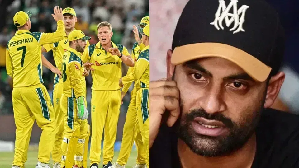 Australian Players and Tamim Iqbal [Source: AFP]